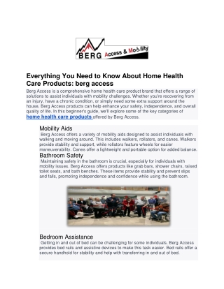 Everything You Need to Know About Home Health Care Products