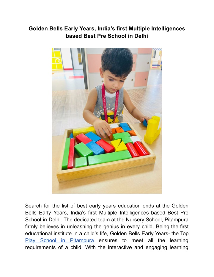 golden bells early years india s first multiple