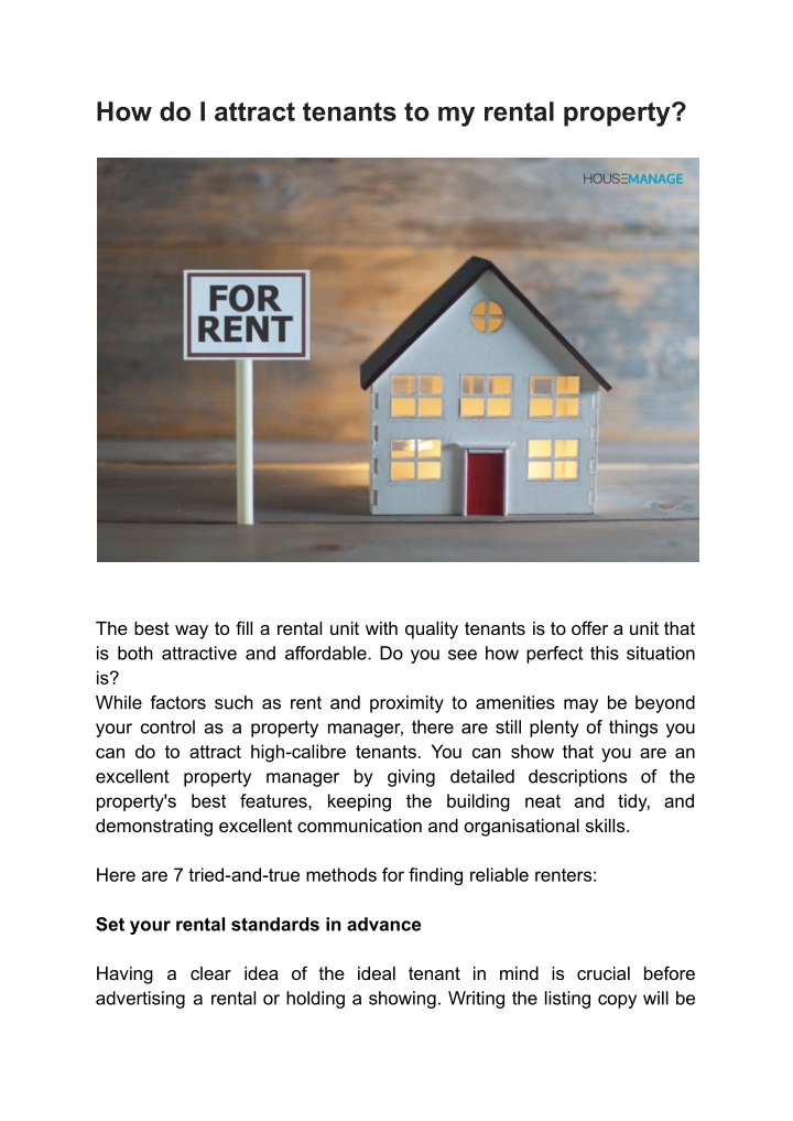 how do i attract tenants to my rental property