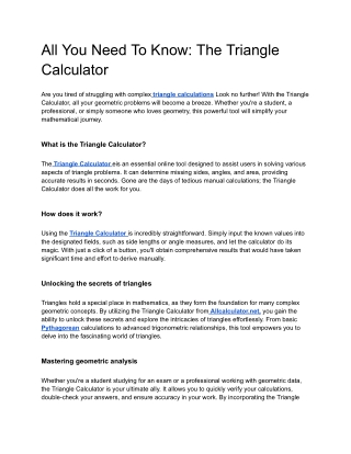 all you need to know the triangle calculator