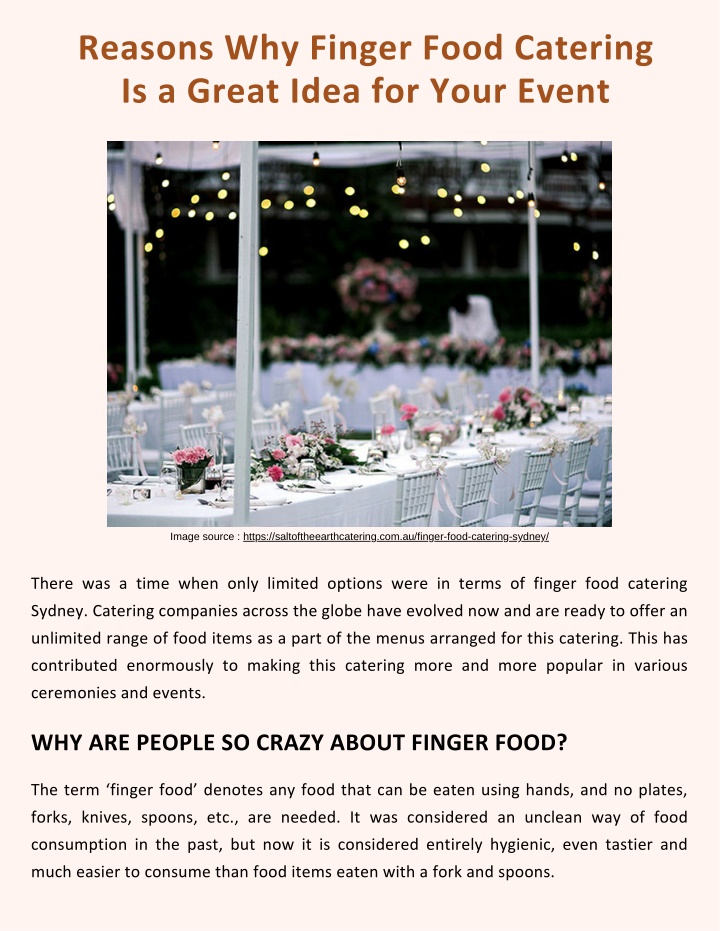 reasons why finger food catering is a great idea
