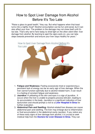 Methods for Detecting Alcohol-Induced Liver Damage Earlier