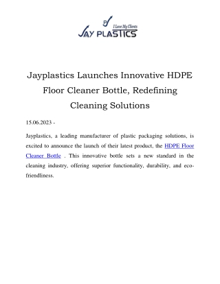 jayplastics launches innovative hdpe