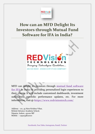 How can an MFD Delight Its Investors through Mutual Fund Software for IFA in India
