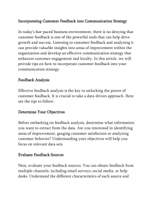 incorporating customer feedback into