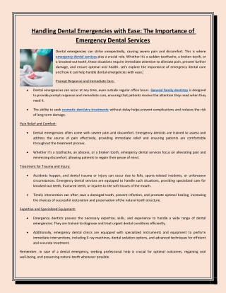 Handling Dental Emergencies with Ease The Importance of Emergency Dental Services