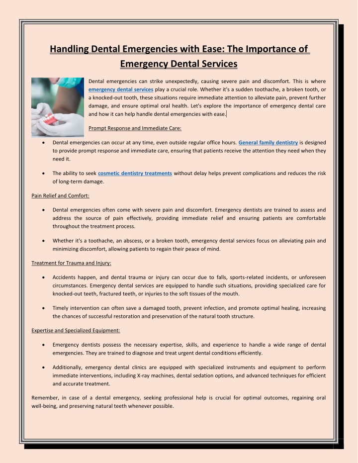 handling dental emergencies with ease