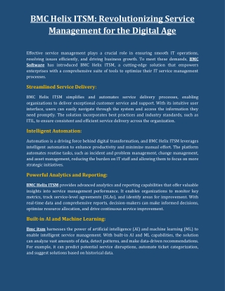 bmc helix itsm revolutionizing service management