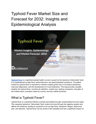 typhoid fever market size and forecast for 2032