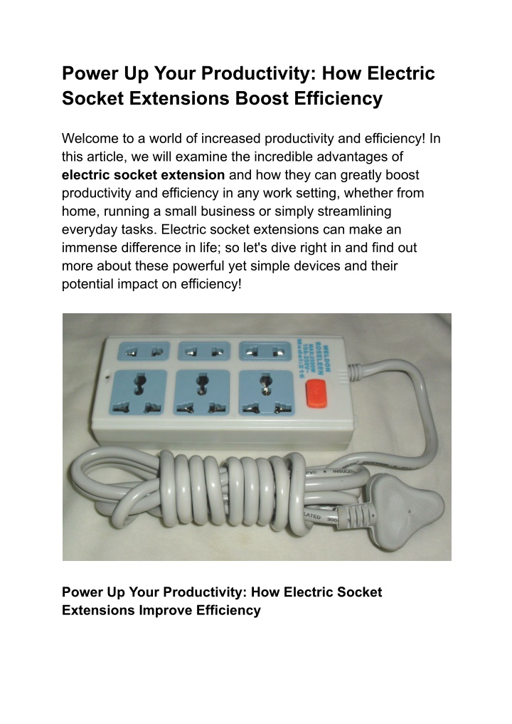 power up your productivity how electric socket