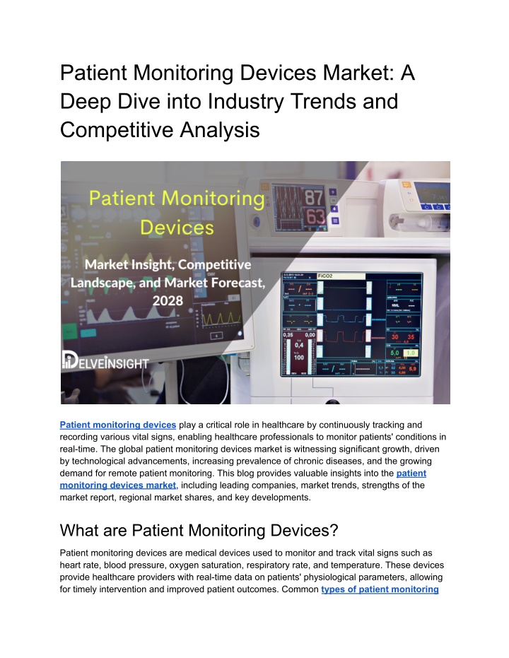 patient monitoring devices market a deep dive