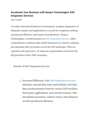 Accelerate Your Business with Denpro Technologies' SAP Integration Services