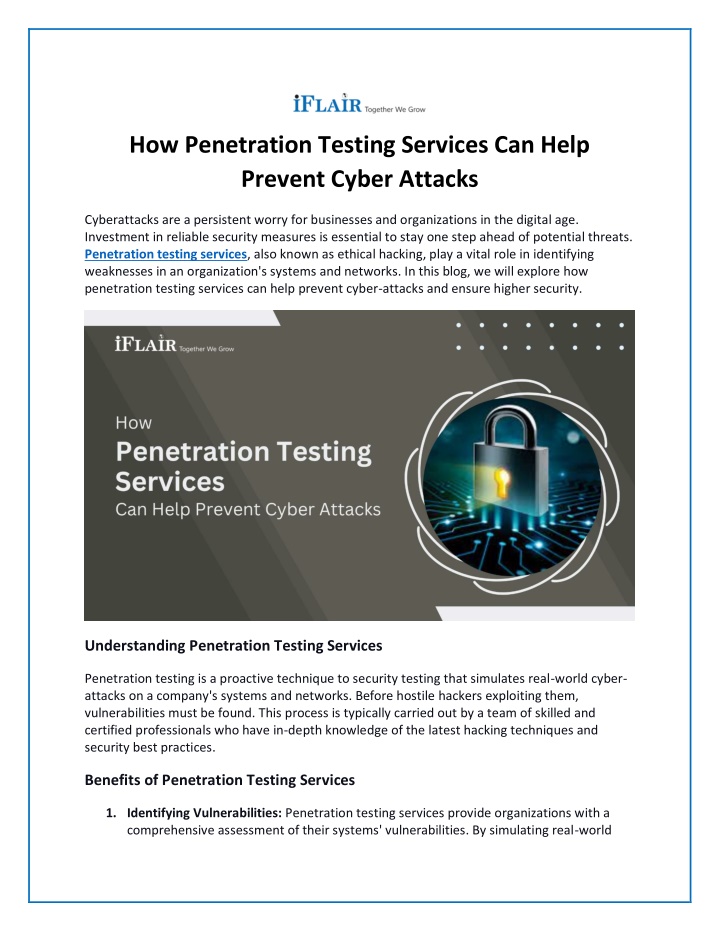 how penetration testing services can help prevent