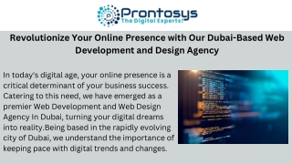 Revolutionize Your Online Presence with Our Dubai-Based Web Development and Design Agency