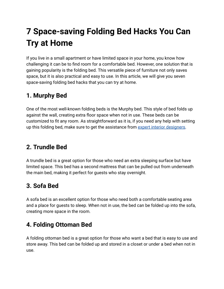 7 space saving folding bed hacks