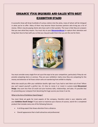 Enhance Your Inquiries and Sales with Best Exhibition Stand