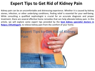 Expert Advice on How to Treat Kidney Pain