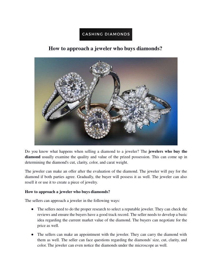 how to approach a jeweler who buys diamonds