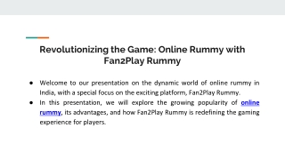 Revolutionizing the Game: Online Rummy with Fan2Play Rummy