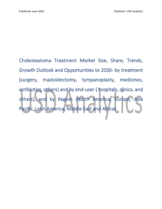 Cholesteatoma Treatment Market Analysis 2030
