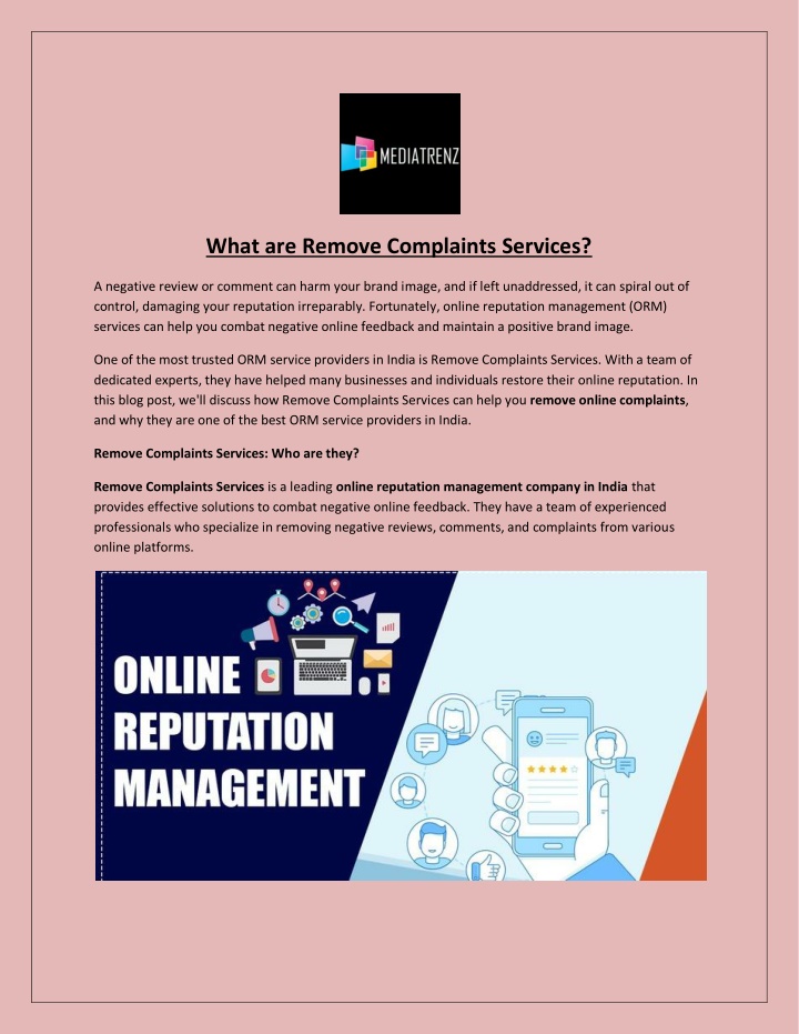 what are remove complaints services