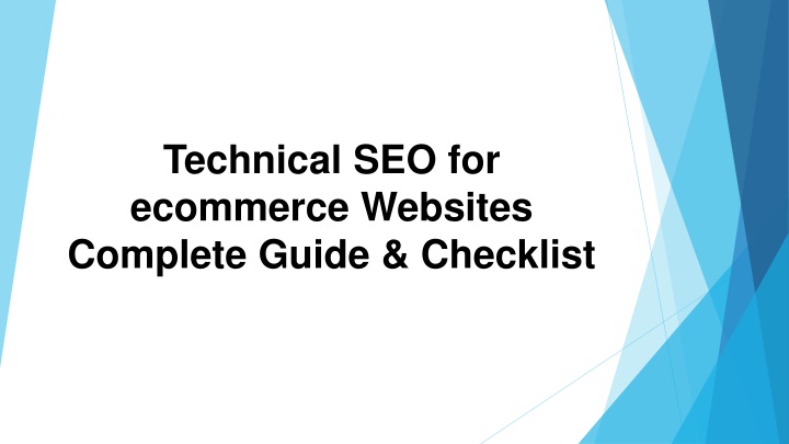 technical seo for ecommerce websites complete