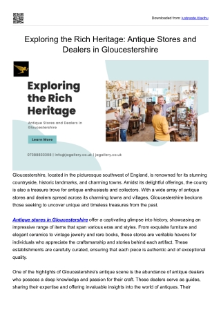 Exploring the Rich Heritage Antique Stores and Dealers in Gloucestershire