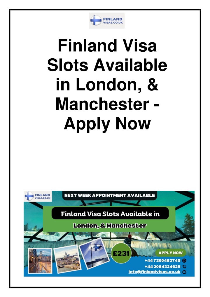 finland visa slots available in london manchester