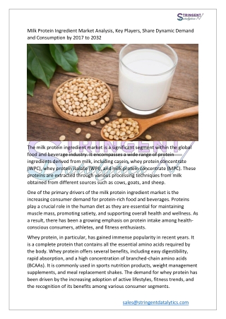 milk protein ingredient market analysis