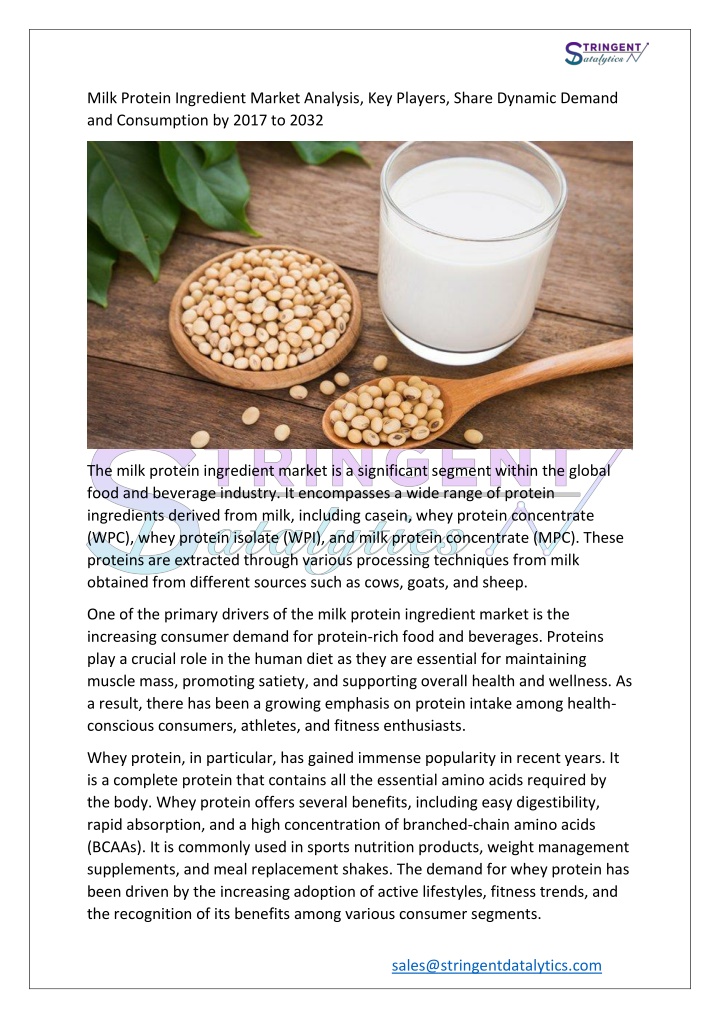 milk protein ingredient market analysis