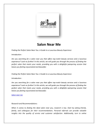 Salon Near Me | SAbeauti Professional Ladies Beauty Salon