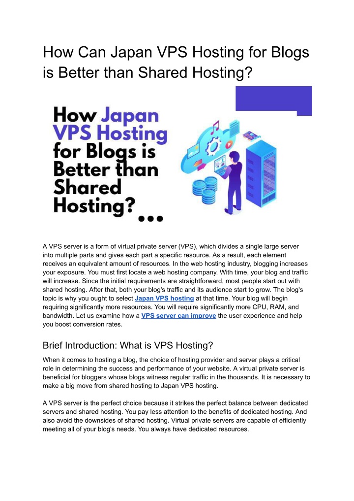 how can japan vps hosting for blogs is better