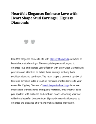 Heart Shape Stud Earrings | Elgrissy Diamonds