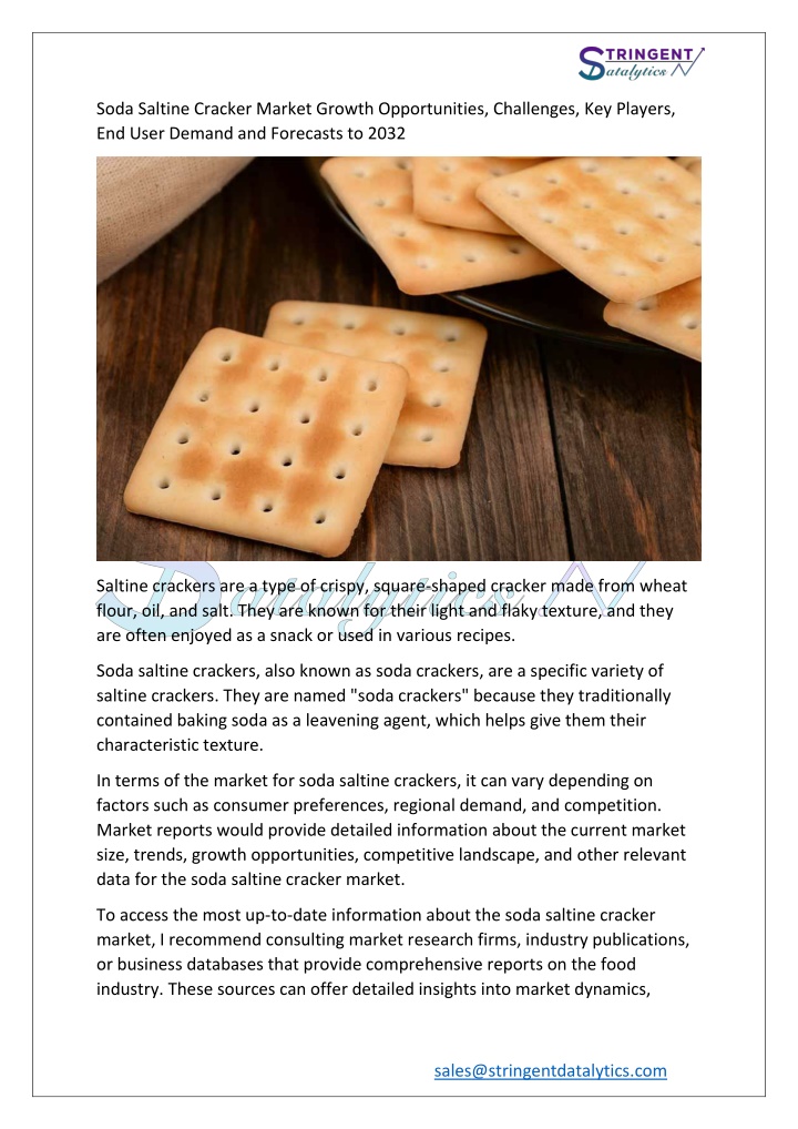 soda saltine cracker market growth opportunities