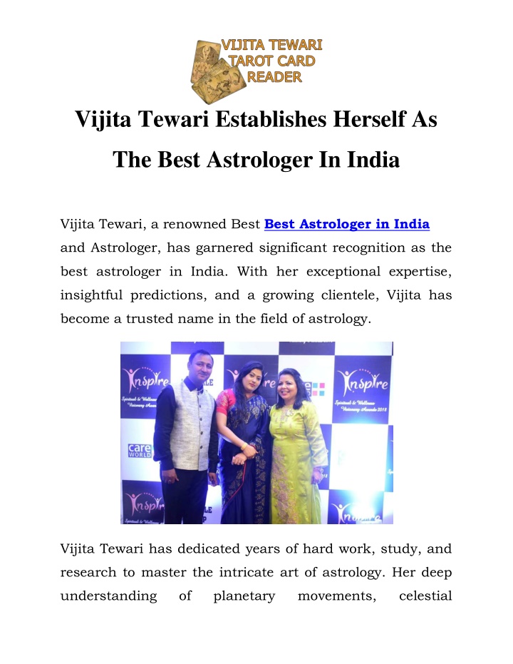 vijita tewari establishes herself as