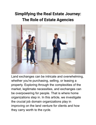 Simplifying the Real Estate Journey_ The Role of Estate Agencies
