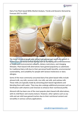 dairy free plant based milks market analysis