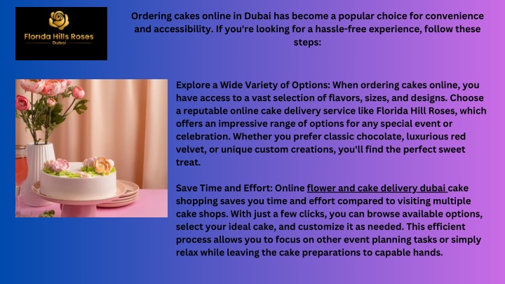 ordering cakes online in dubai has become