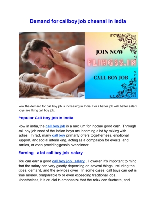 demand for callboy job chennai in india