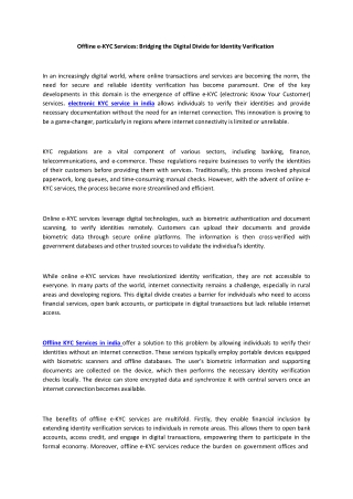 offline e kyc services bridging the digital
