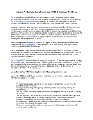 improve productivity using servicenow hrsd