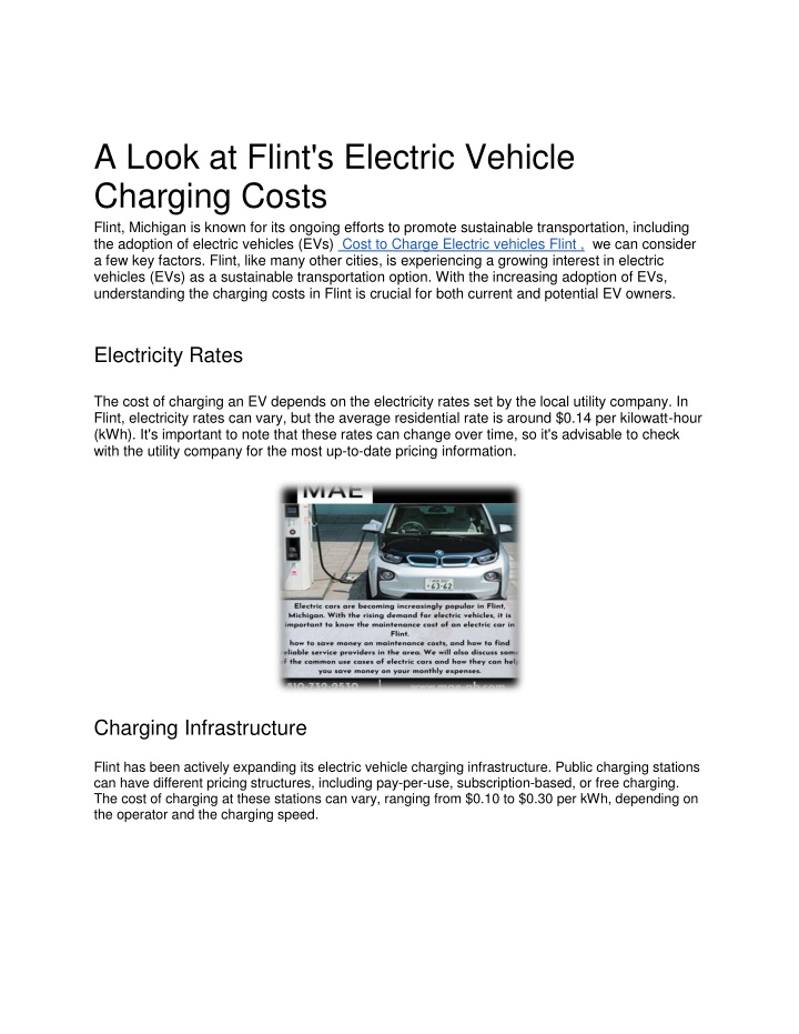 a look at flint s electric vehicle charging costs