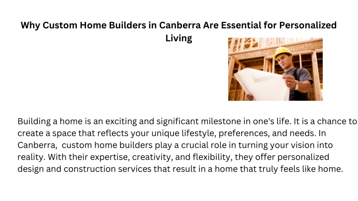 why custom home builders in canberra