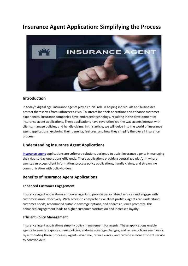 insurance agent application simplifying