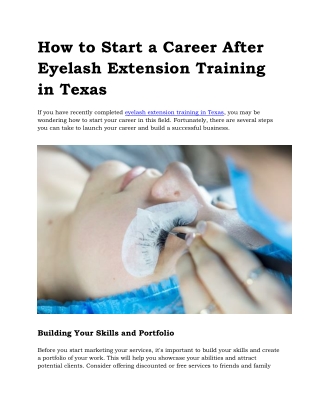 How to Start a Career After Eyelash Extension Training in Texas