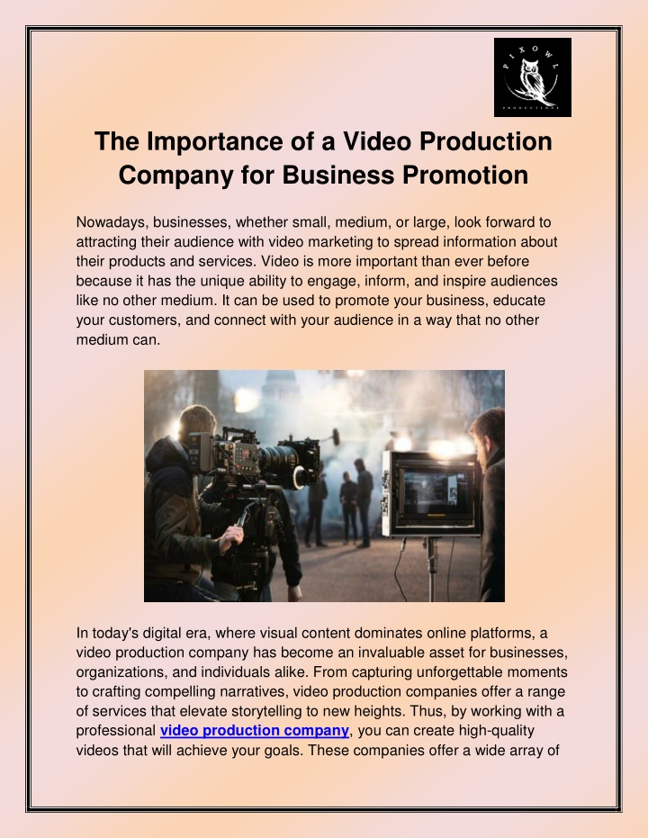 the importance of a video production company