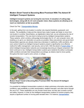 modern smart transit is becoming more prominent