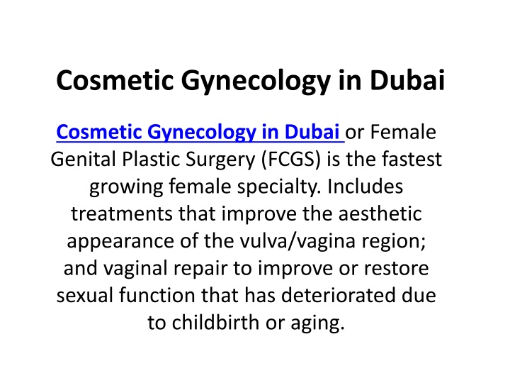 cosmetic gynecology in dubai