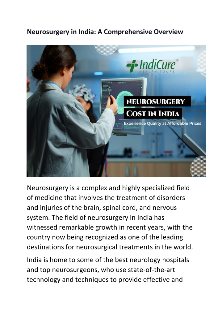 neurosurgery in india a comprehensive overview