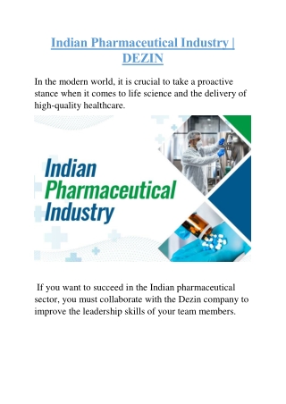 indian pharmaceutical industry dezin